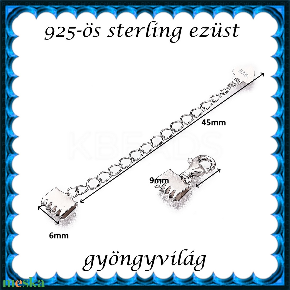 925-ös sterling ezüst ékszerkellék: lánckapocs / 1soros lánckapocs ELK 1s 47 - kellékek & szerszámok - ékszerkellék - nyaklánc kapocs - Meska.hu