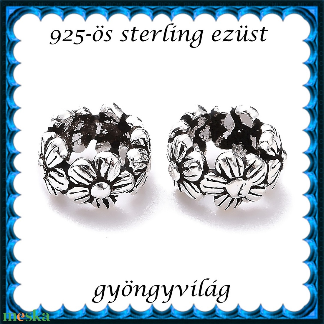 925-ös sterling ezüst ékszerkellék: köztes/gyöngy/díszitőelem EKÖ 108 1db/csomag - kellékek & szerszámok - gyöngyfűzés kellékek - fém köztesek - Meska.hu