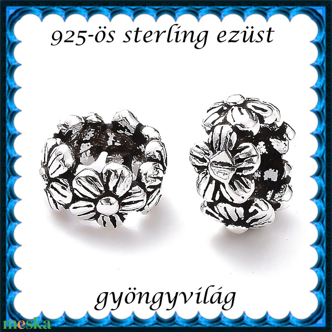 925-ös sterling ezüst ékszerkellék: köztes/gyöngy/díszitőelem EKÖ 108 1db/csomag - kellékek & szerszámok - gyöngyfűzés kellékek - fém köztesek - Meska.hu