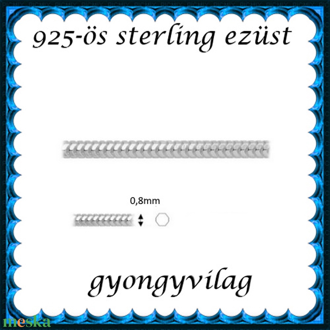 925-ös sterling ezüst ékszerkellék: ezüst lánc méterben EL03-0,8 - kellékek & szerszámok - gyöngyfűzés kellékek - egyéb alkatrész - Meska.hu