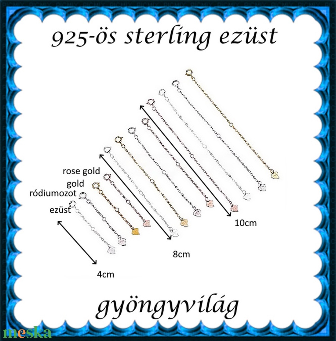 925-ös sterling ezüst ékszerkellék: lánckapocs / 1soros lánckapocs ELK 1S 46 több szín/méret - kellékek & szerszámok - ékszerkellék - nyaklánc kapocs - Meska.hu