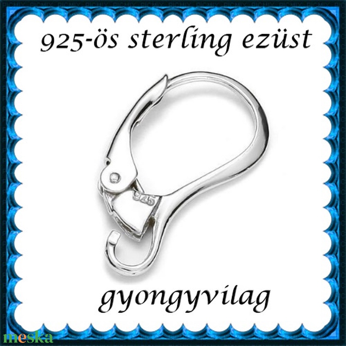  925-ös sterling ezüst ékszerkellék: fülbevalóalap biztonsági kapoccsal EFK K 33 - kellékek & szerszámok - ékszerkellék - fülbevaló alap - Meska.hu