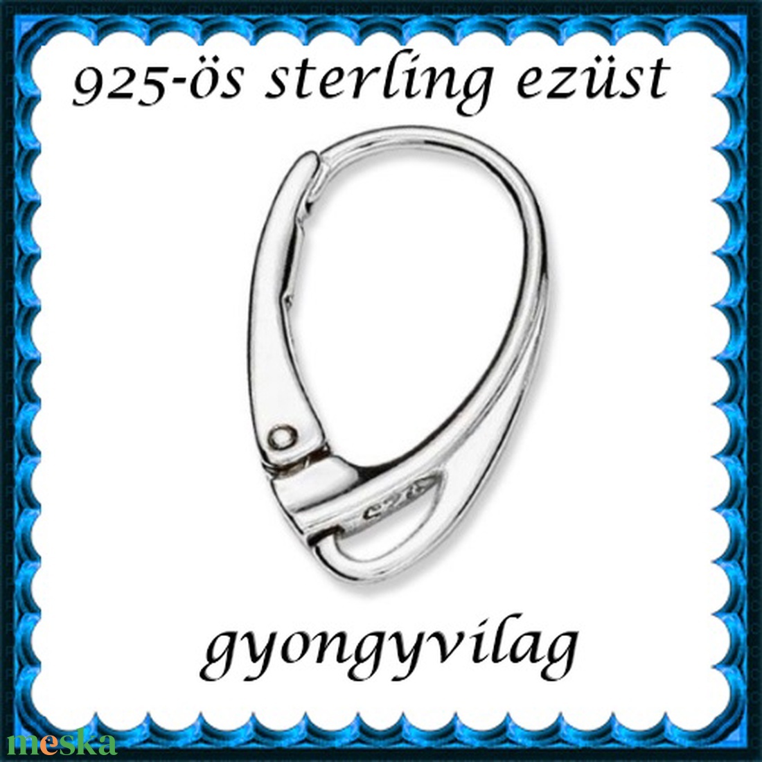  925-ös sterling ezüst ékszerkellék: fülbevalóalap biztonsági kapoccsal EFK K 14 - kellékek & szerszámok - ékszerkellék - fülbevaló alap - Meska.hu