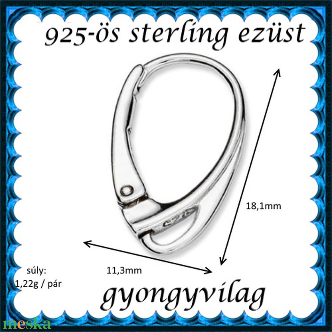  925-ös sterling ezüst ékszerkellék: fülbevalóalap biztonsági kapoccsal EFK K 14 - kellékek & szerszámok - ékszerkellék - fülbevaló alap - Meska.hu
