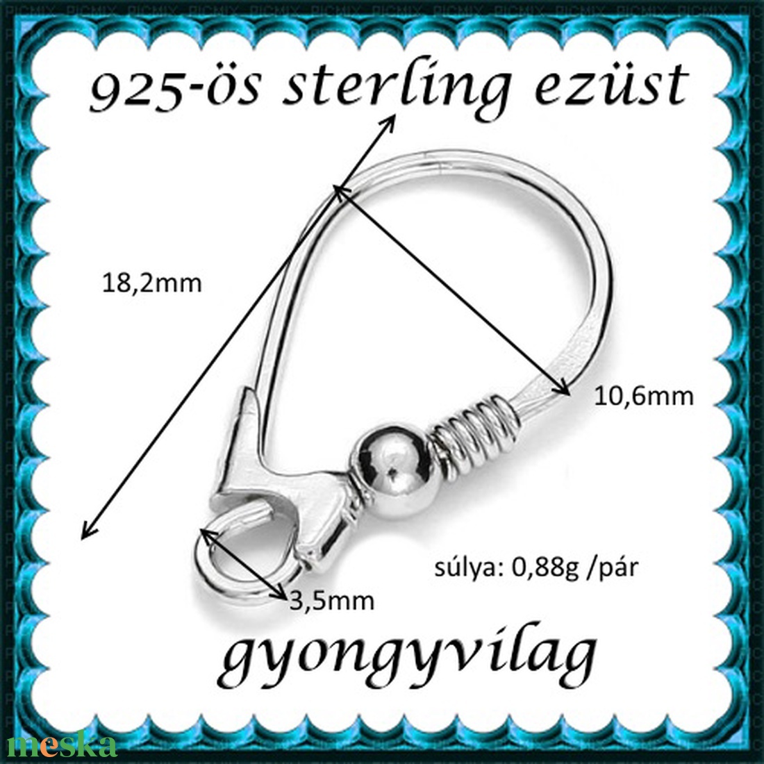  925-ös sterling ezüst ékszerkellék: fülbevalóalap biztonsági kapoccsal EFK K 31 - kellékek & szerszámok - ékszerkellék - fülbevaló alap - Meska.hu