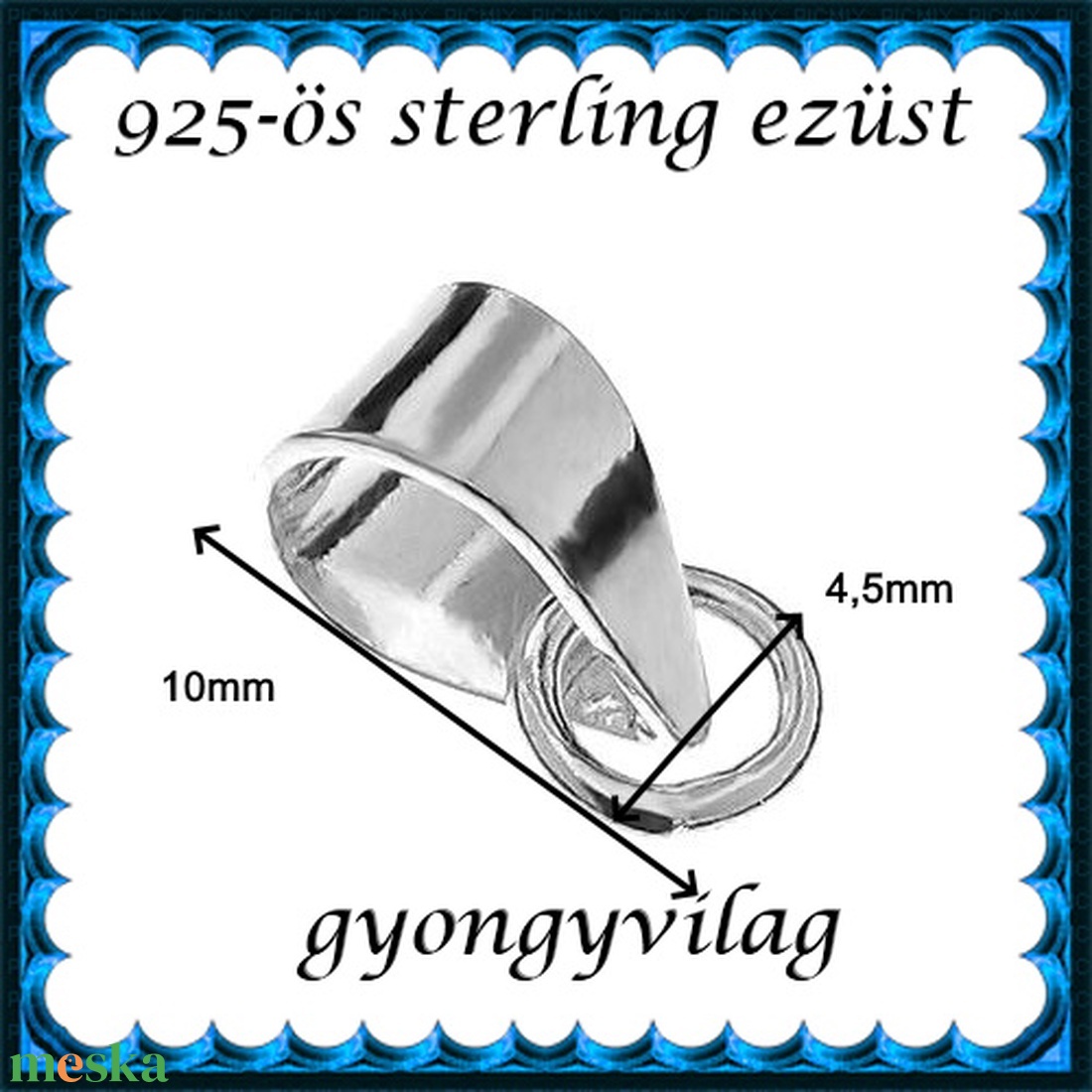 925-ös sterling ezüst ékszerkellék: medáltartó, medálkapocs EMT 40 - kellékek & szerszámok - ékszerkellék - medáltartó, medálkapocs - Meska.hu