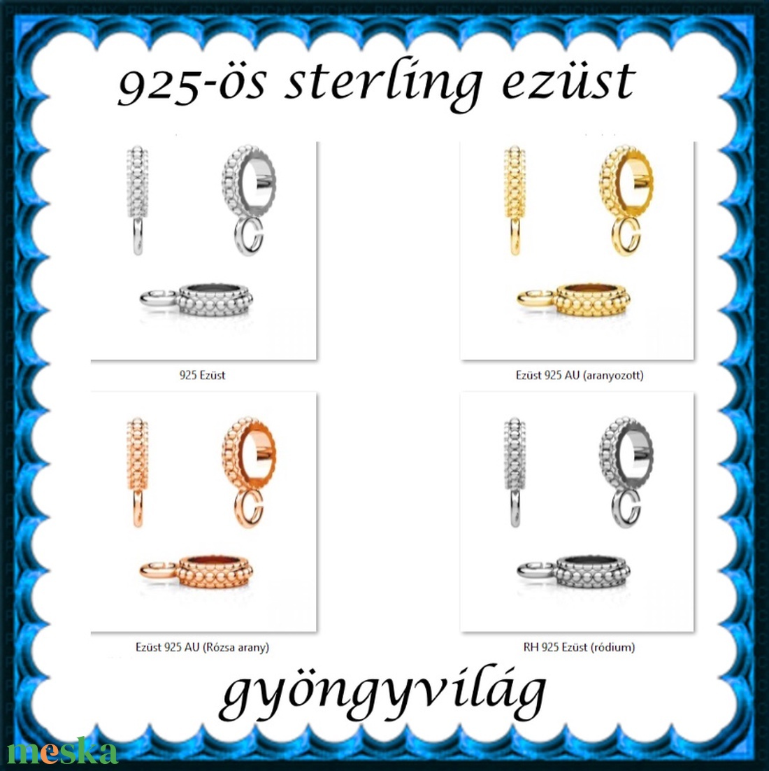 925-ös sterling ezüst ékszerkellék: medáltartó, medálkapocs EMT 48 - kellékek & szerszámok - ékszerkellék - medáltartó, medálkapocs - Meska.hu