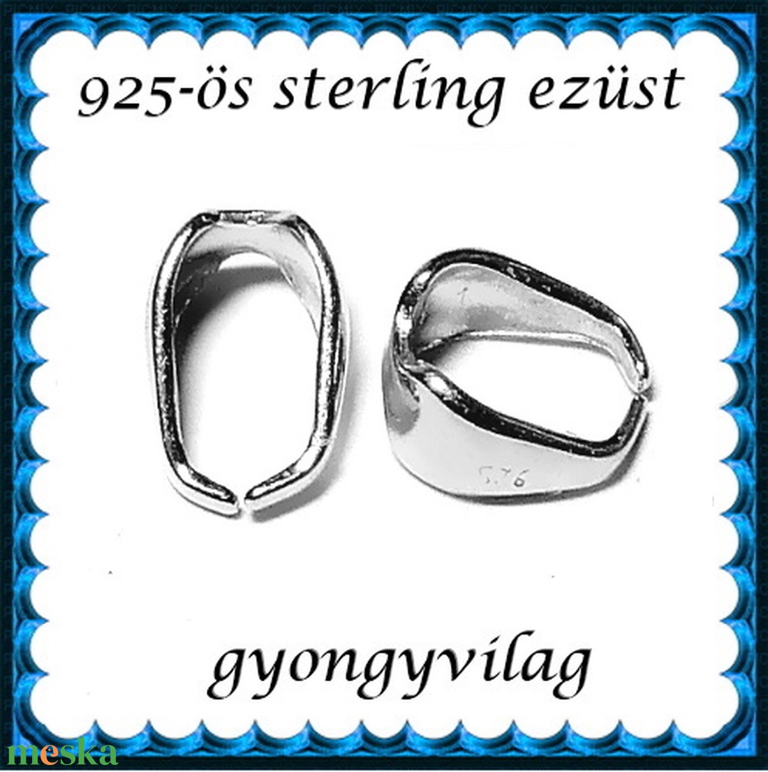 925-ös sterling ezüst ékszerkellék: medáltartó, medálkapocs EMK 105e - kellékek & szerszámok - ékszerkellék - medáltartó, medálkapocs - Meska.hu