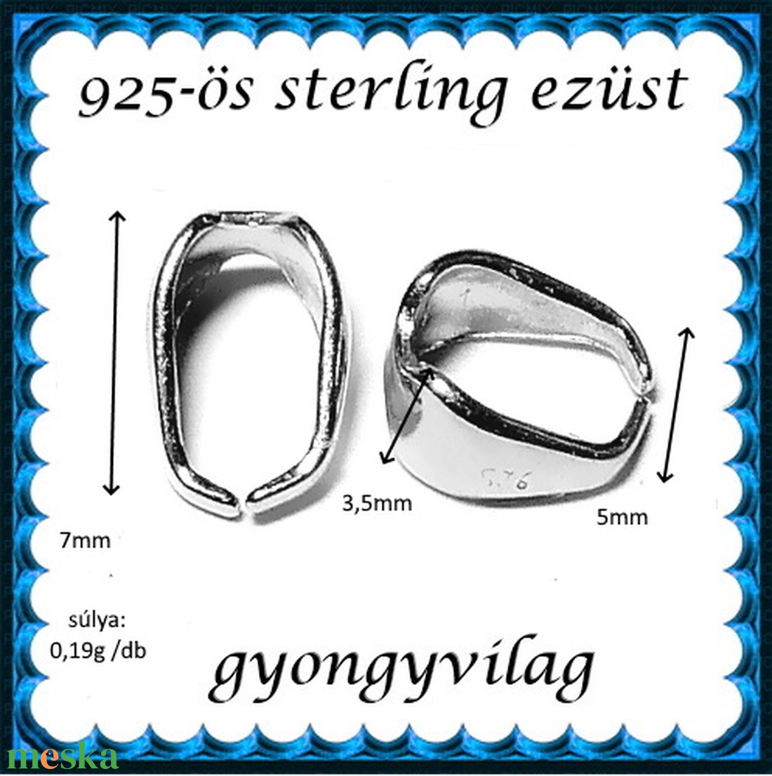 925-ös sterling ezüst ékszerkellék: medáltartó, medálkapocs EMK 105e - kellékek & szerszámok - ékszerkellék - medáltartó, medálkapocs - Meska.hu