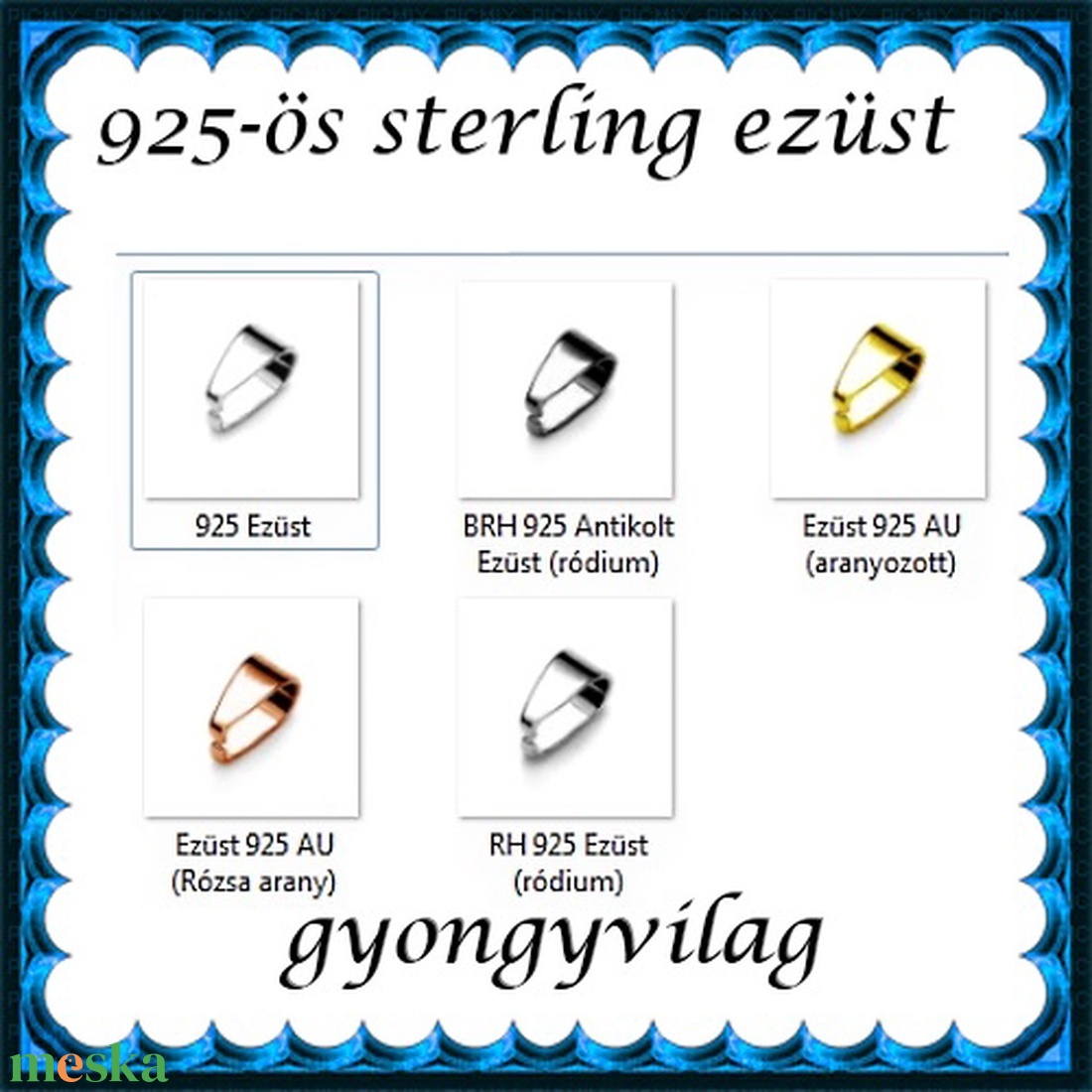 925-ös sterling ezüst ékszerkellék: medáltartó, medálkapocs EMK 79e - kellékek & szerszámok - ékszerkellék - medáltartó, medálkapocs - Meska.hu