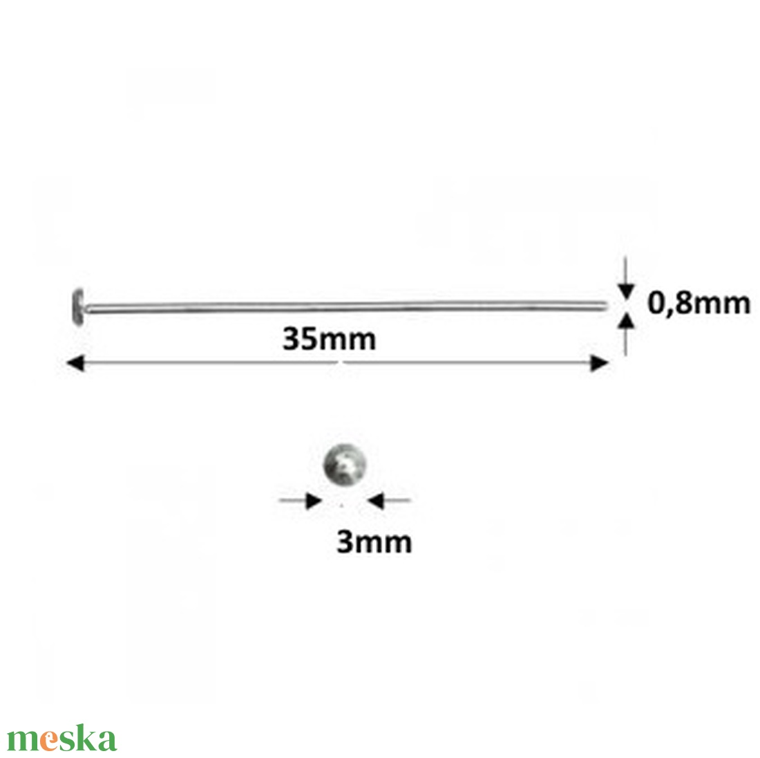 925-ös sterling ezüst ékszerkellék: szerelőpálca szög végű ESZP SZ 35x0,8 mm-es 1db/cs - kellékek & szerszámok - gyöngyfűzés kellékek - egyéb alkatrész - Meska.hu
