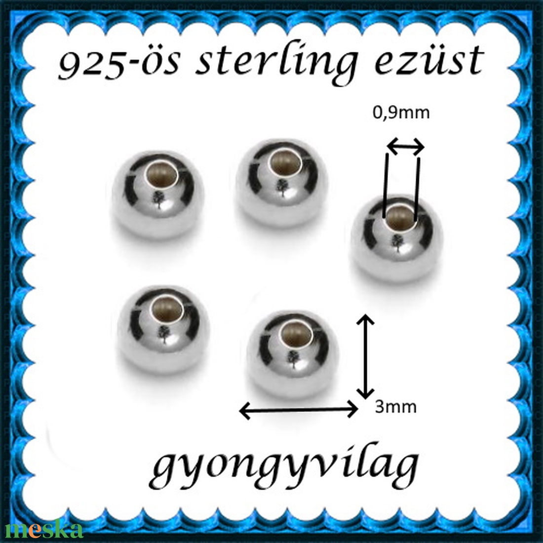 925-ös sterling ezüst ékszerkellék: köztes/gyöngy/díszitőelem EKÖ 10-3e - kellékek & szerszámok - gyöngyfűzés kellékek - fém köztesek - Meska.hu