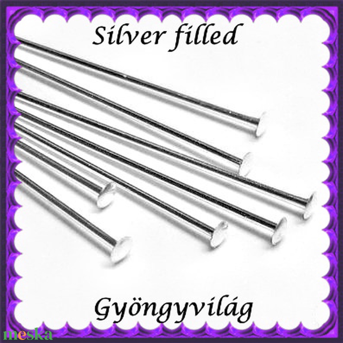 Silver Filled ékszerkellék: szerelőpálca szög végű SFSZP SZ 25x0,5 mm 5db/csomag - kellékek & szerszámok - gyöngyfűzés kellékek - egyéb alkatrész - Meska.hu