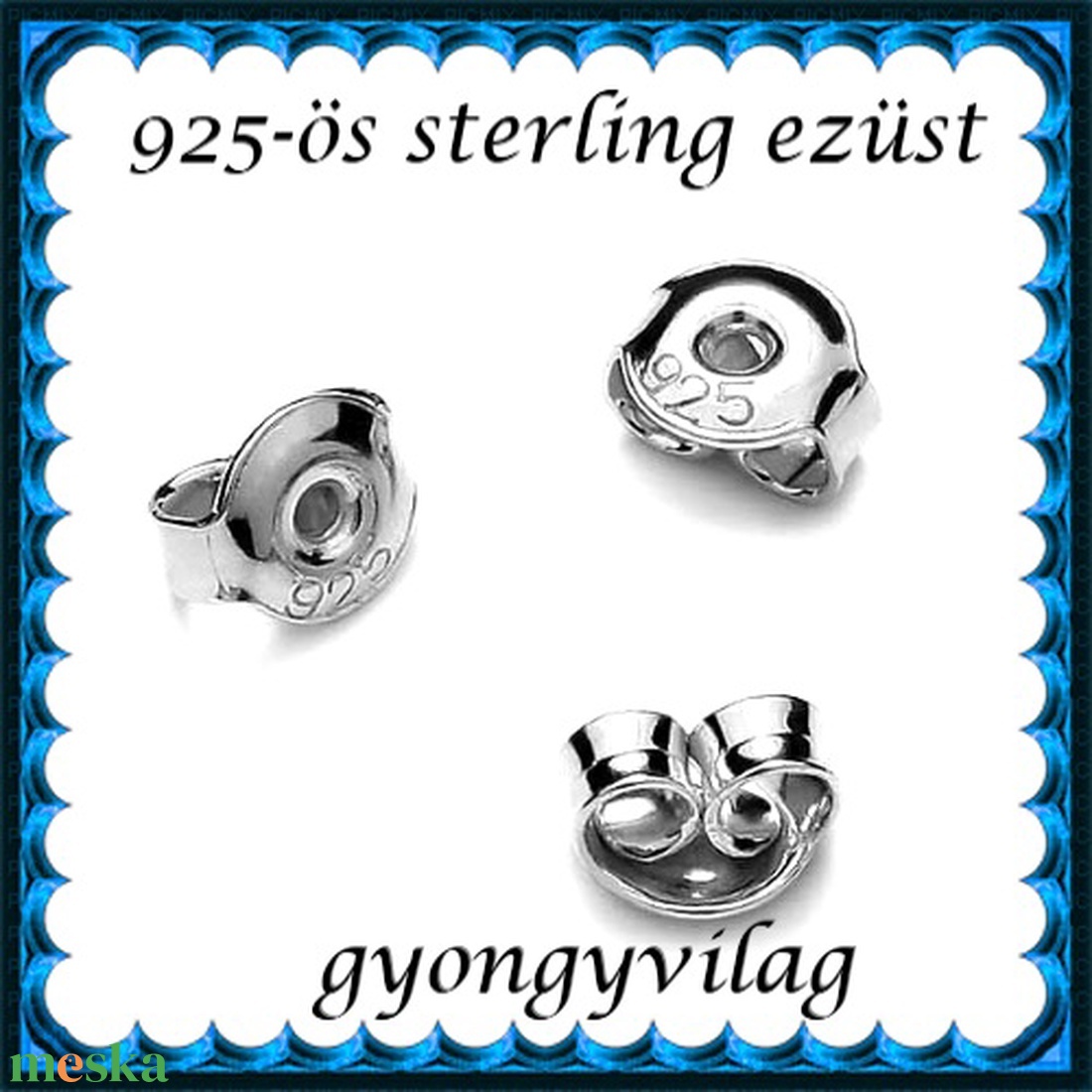 925-ös sterling ezüst ékszerkellék: fülbevalóalap bedugós EFK B 27-5e - kellékek & szerszámok - gyöngyfűzés kellékek - egyéb alkatrész - Meska.hu