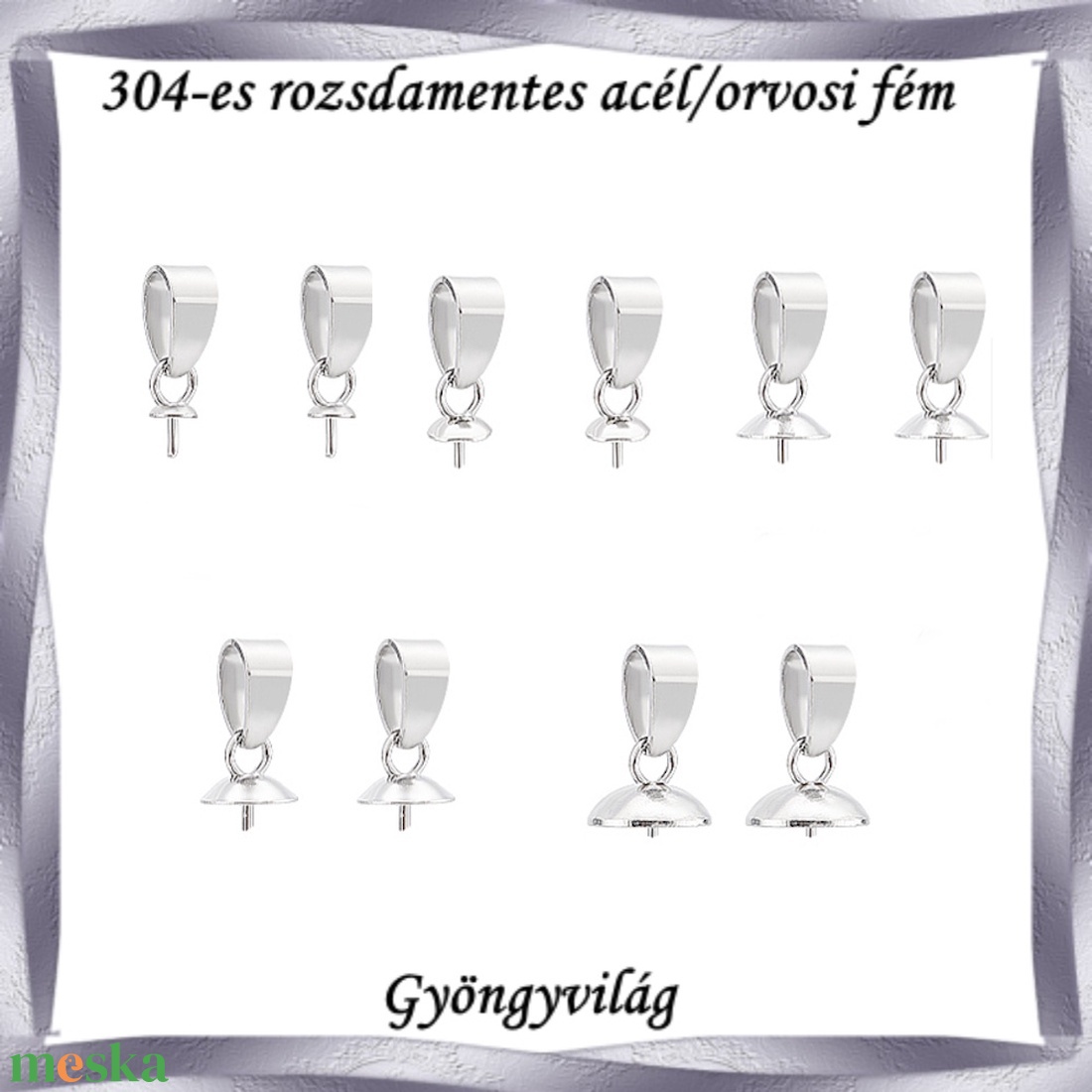304 Nemes acél ékszerkellék: medálkapocs NAMK 08 több méretben - kellékek & szerszámok - ékszerkellék - medáltartó, medálkapocs - Meska.hu