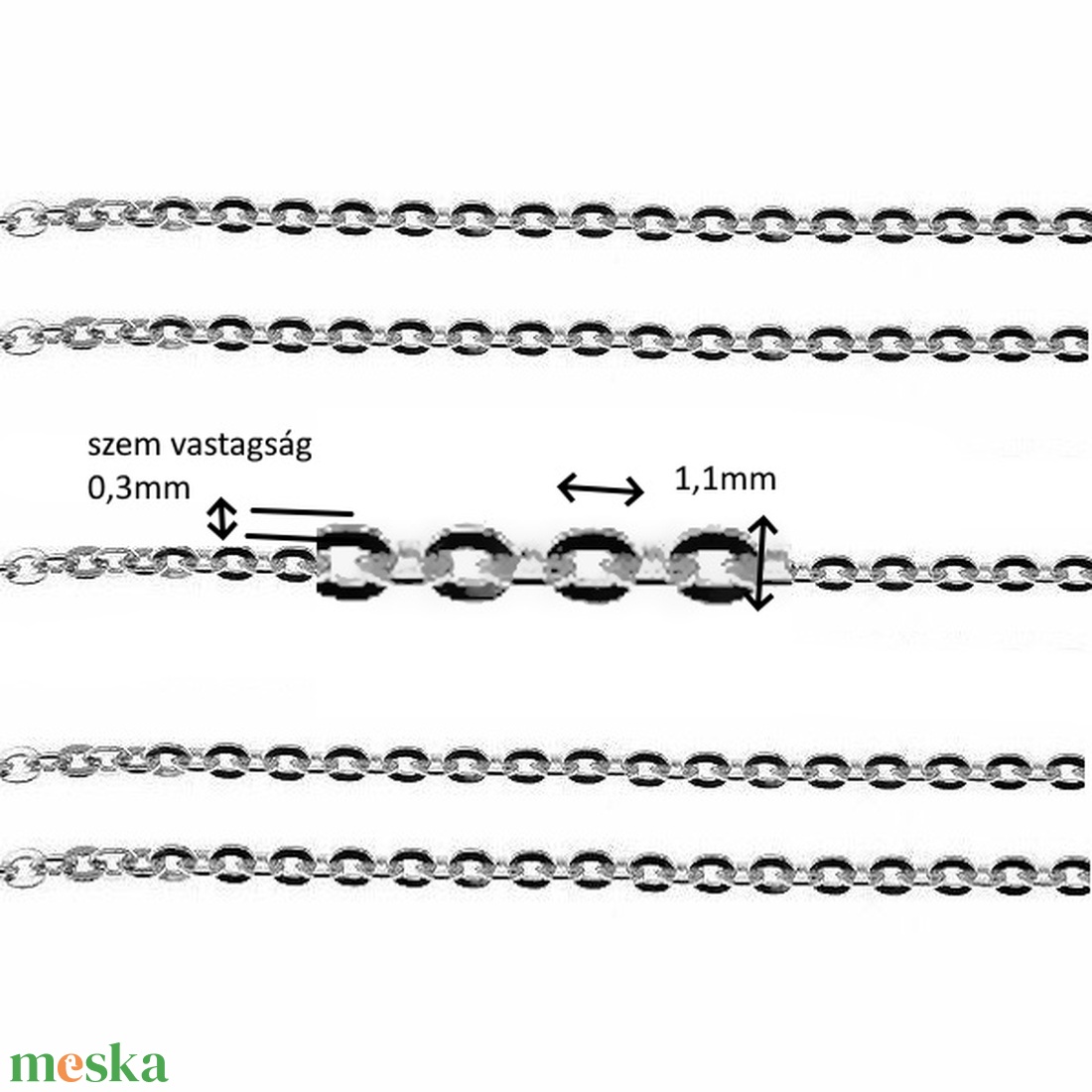 925-ös sterling ezüst ékszerkellék: ezüst lánc méterben 925 EL17 - kellékek & szerszámok - gyöngyfűzés kellékek - egyéb alkatrész - Meska.hu