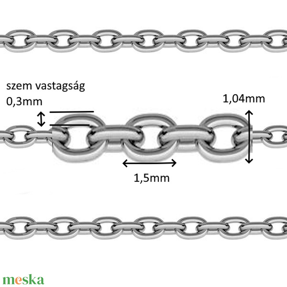 925-ös sterling ezüst ékszerkellék: ezüst lánc méterben 925 EL18 - kellékek & szerszámok - gyöngyfűzés kellékek - egyéb alkatrész - Meska.hu