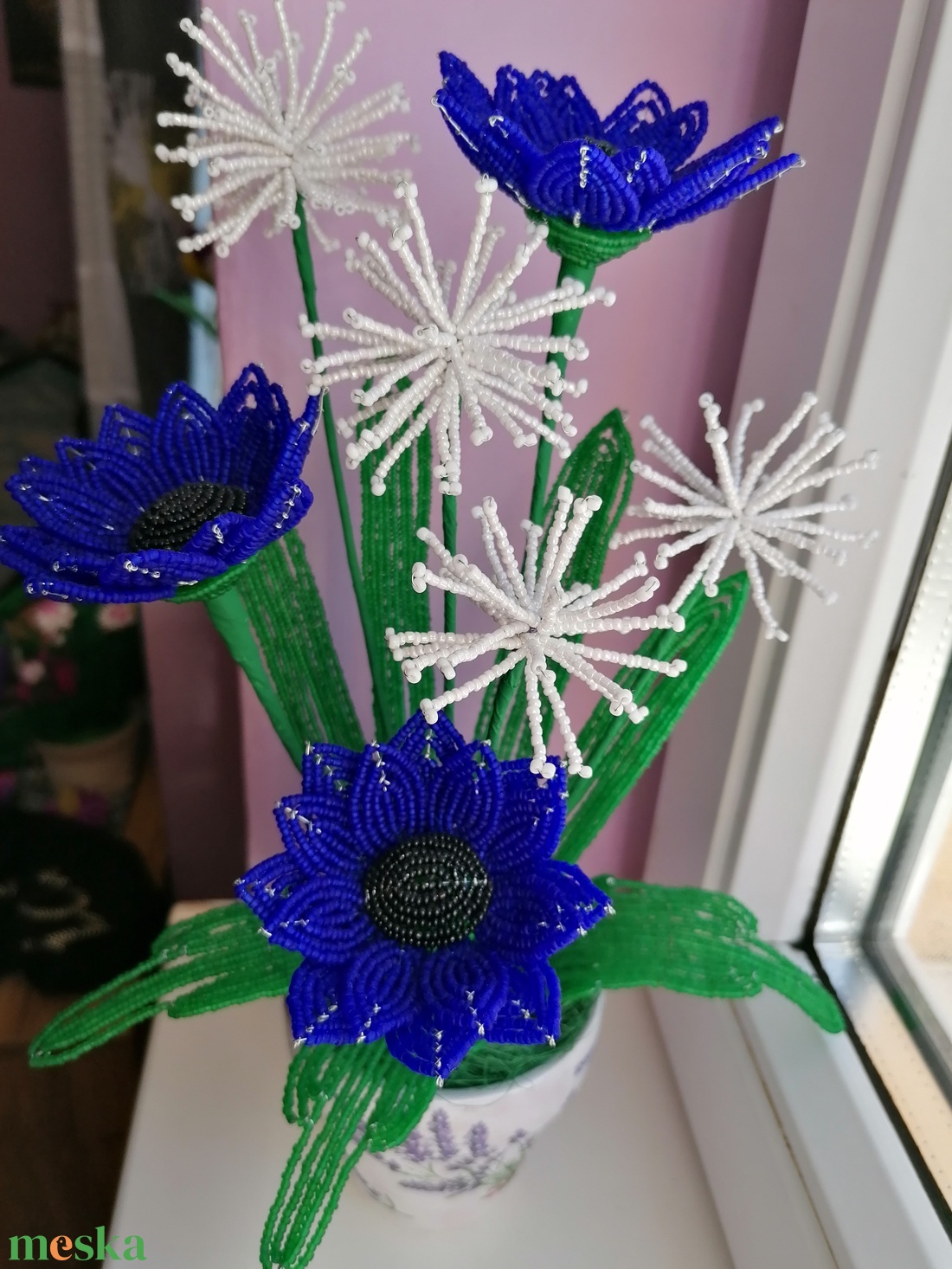 Gyöngyből készült virág dísz - otthon & életmód - dekoráció - Meska.hu