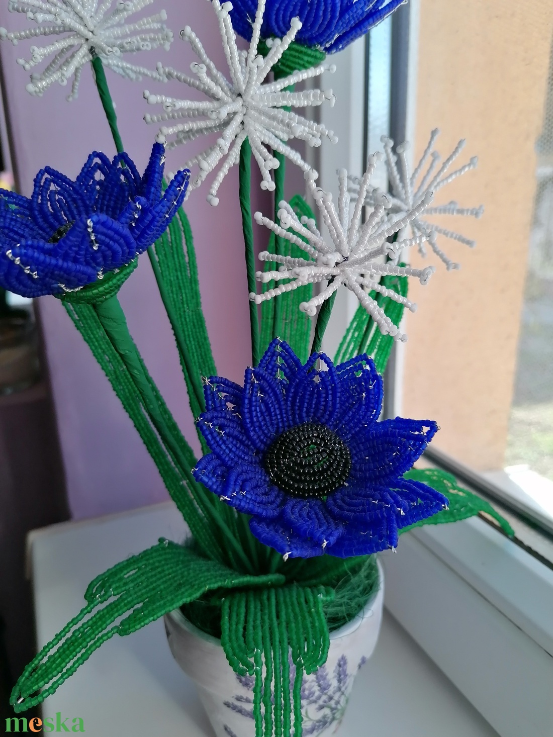 Gyöngyből készült virág dísz - otthon & életmód - dekoráció - Meska.hu