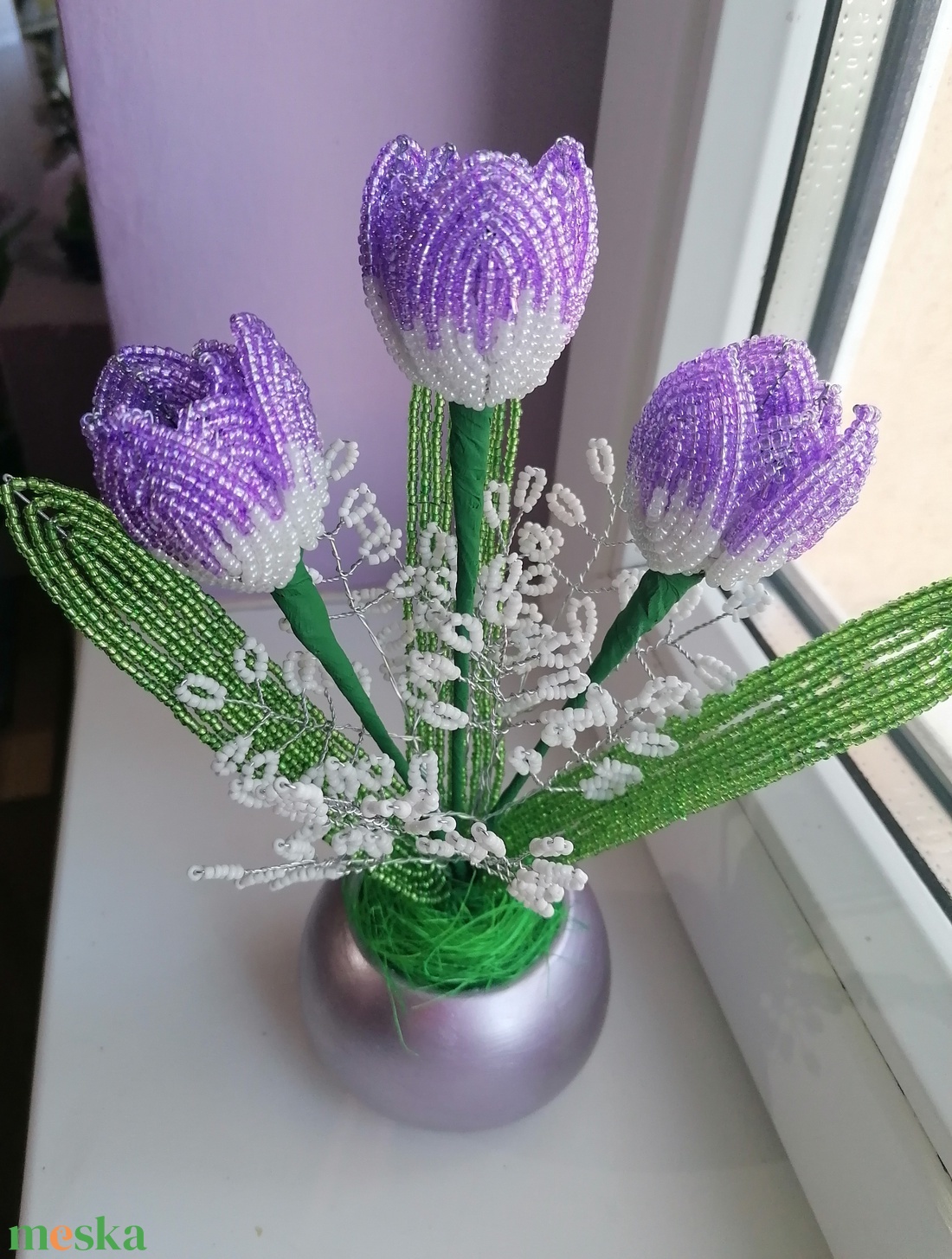 Tulipán gyöngyből - otthon & életmód - dekoráció - virágdísz és tartó - csokor & virágdísz - Meska.hu
