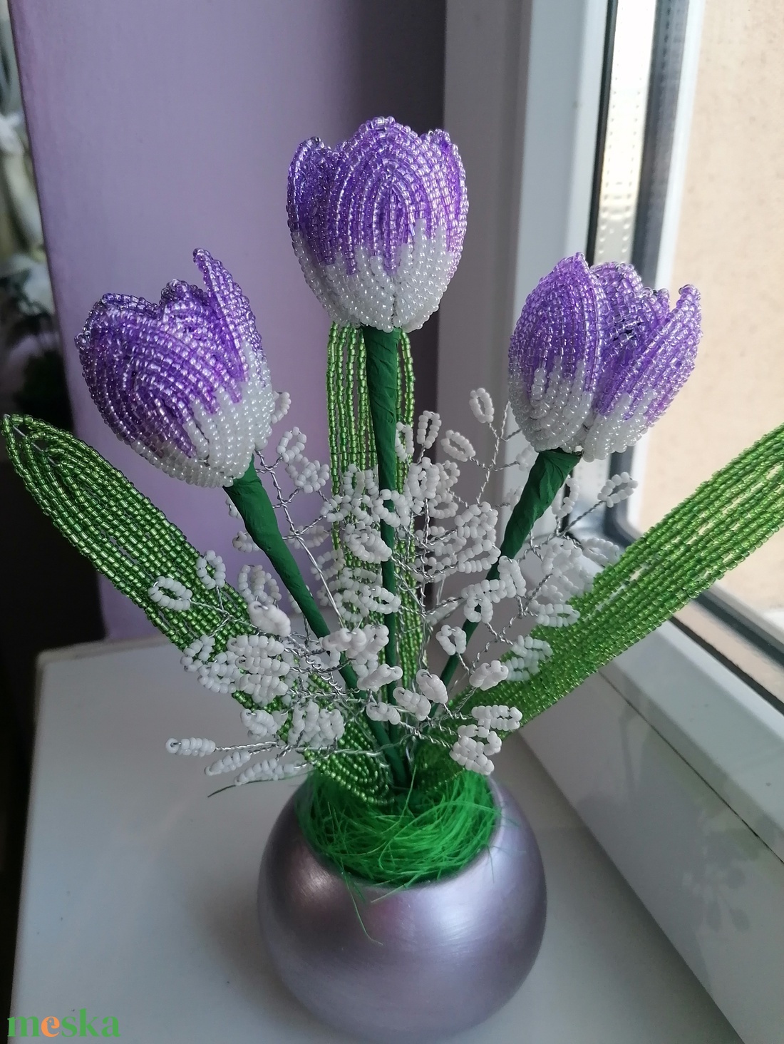 Tulipán gyöngyből - otthon & életmód - dekoráció - virágdísz és tartó - csokor & virágdísz - Meska.hu