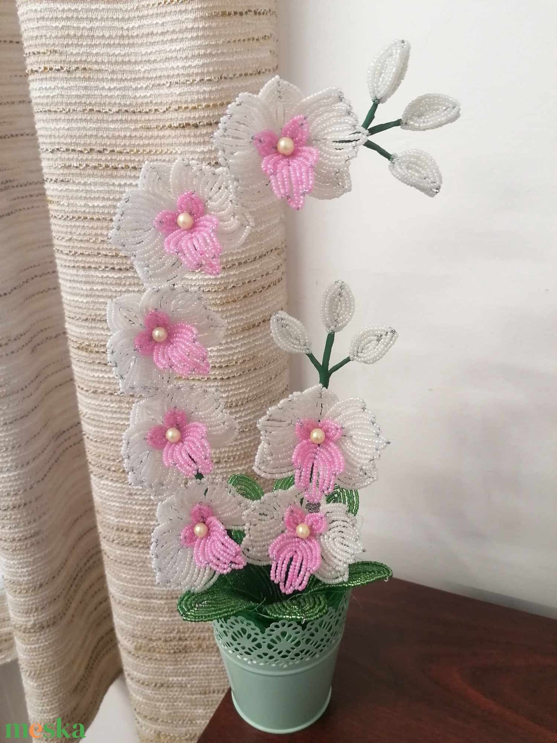 Akciós! gyöngyből készült orchidea - otthon & életmód - dekoráció - virágdísz és tartó - csokor & virágdísz - Meska.hu