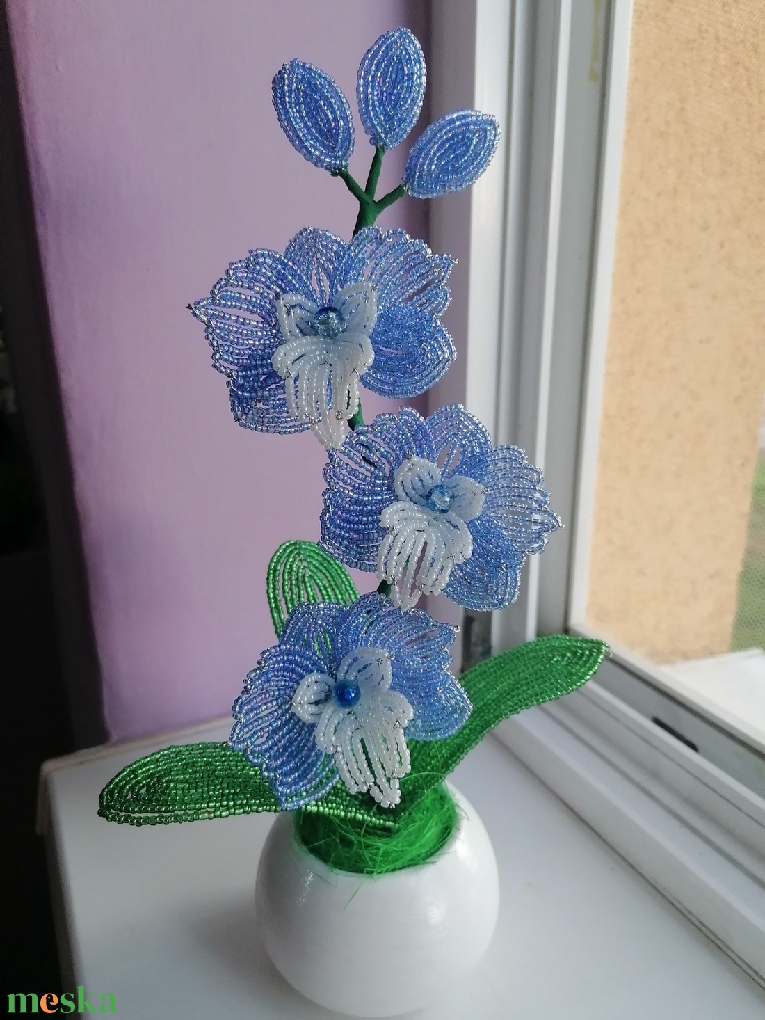 Gyöngyből készült kék orchidea - otthon & életmód - dekoráció - virágdísz és tartó - csokor & virágdísz - Meska.hu Gyöngyből készült kék orchidea - otthon & életmód - dekoráció - virágdísz és tartó - csokor & virágdísz - Meska.hu