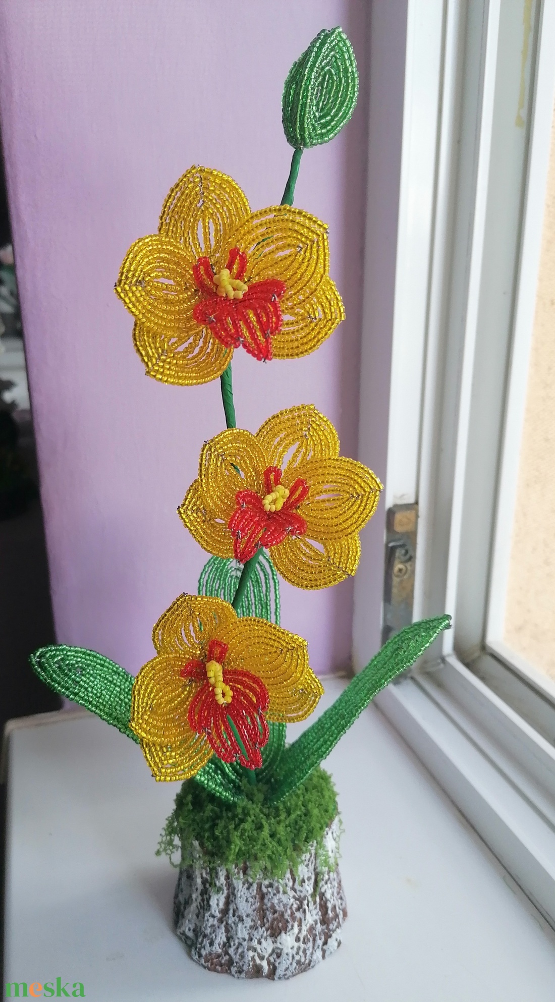 Gyöngyből készült orchidea - otthon & életmód - dekoráció - virágdísz és tartó - csokor & virágdísz - Meska.hu