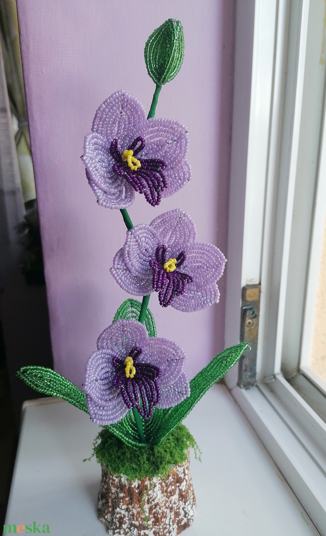 Gyöngyből készült orchidea - otthon & életmód - dekoráció - virágdísz és tartó - csokor & virágdísz - Meska.hu