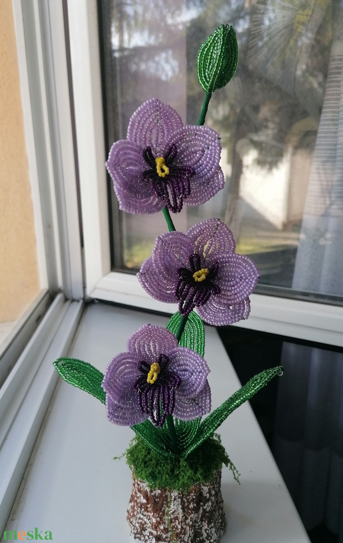 Gyöngyből készült orchidea - otthon & életmód - dekoráció - virágdísz és tartó - csokor & virágdísz - Meska.hu