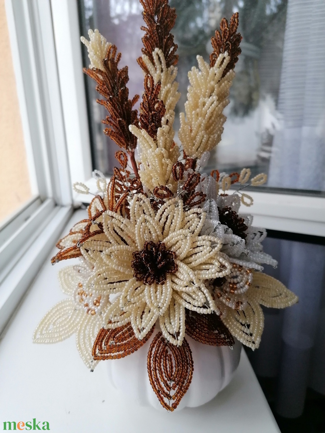 Őszi asztali dísz tök kaspóban - otthon & életmód - dekoráció - asztal és polc dekoráció - asztaldísz - Meska.hu