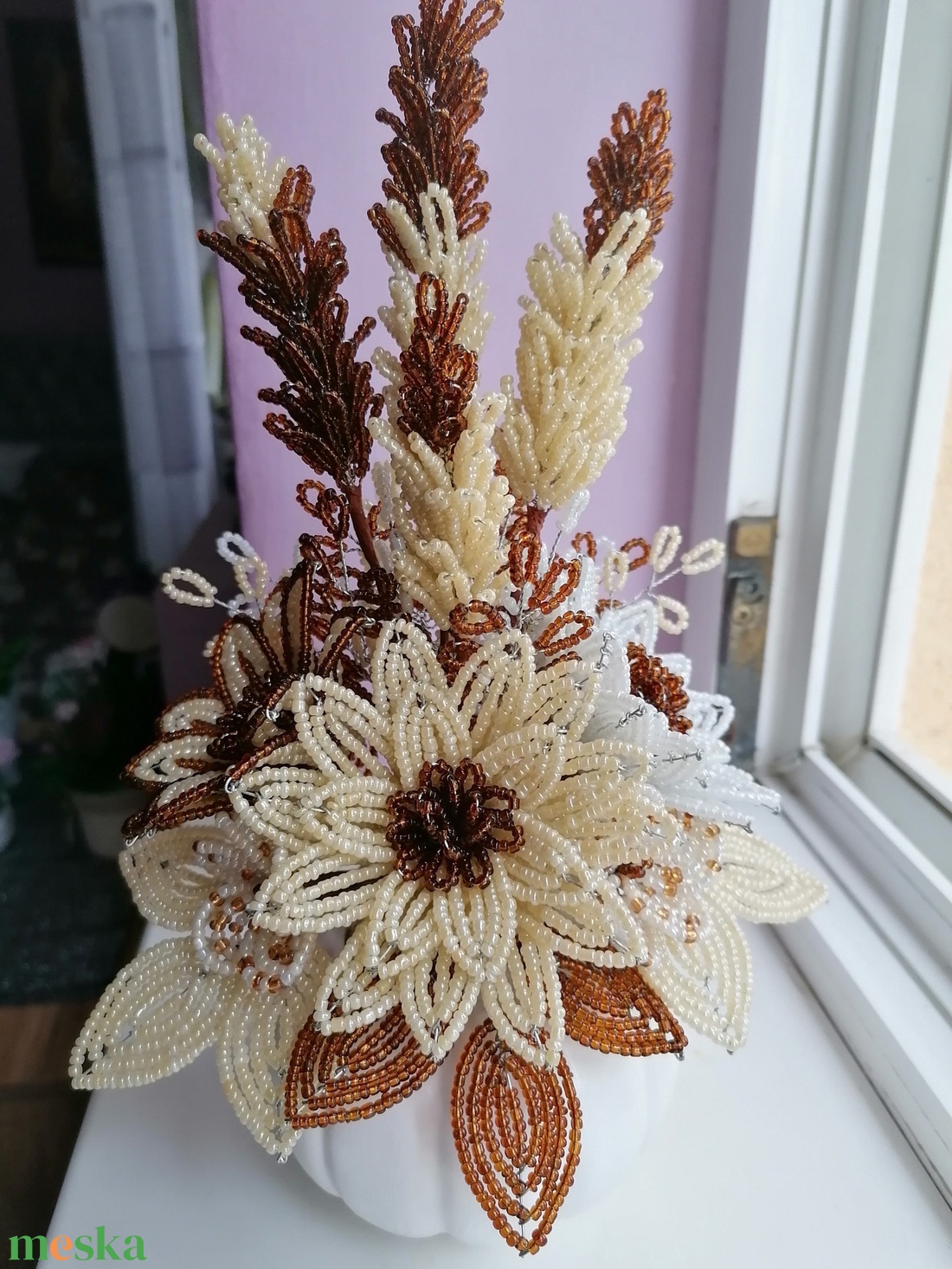 Őszi asztali dísz tök kaspóban - otthon & életmód - dekoráció - asztal és polc dekoráció - asztaldísz - Meska.hu