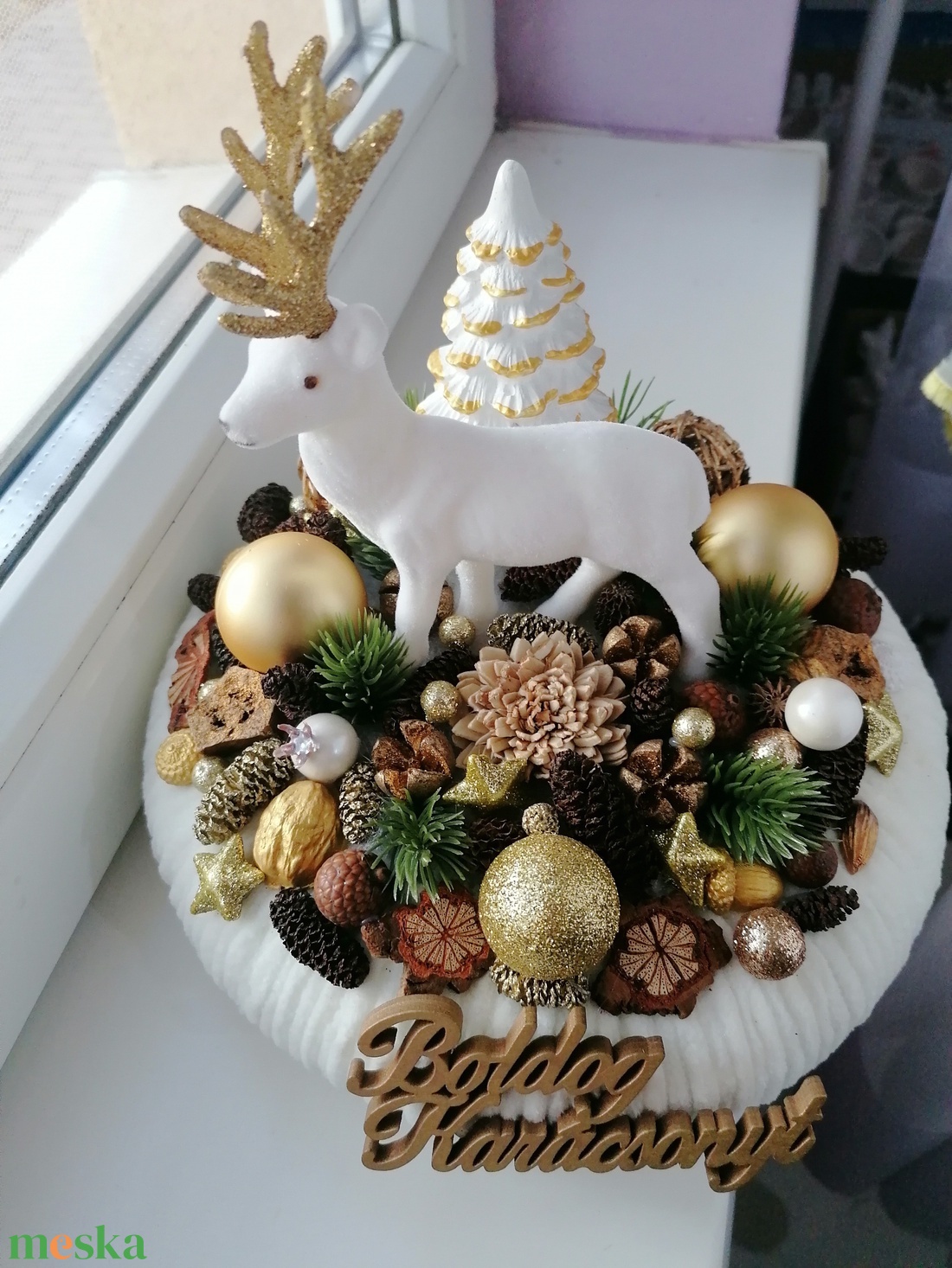 Karácsonyi asztali dísz  - karácsony - karácsonyi lakásdekoráció - ünnepi asztaldekoráció - Meska.hu