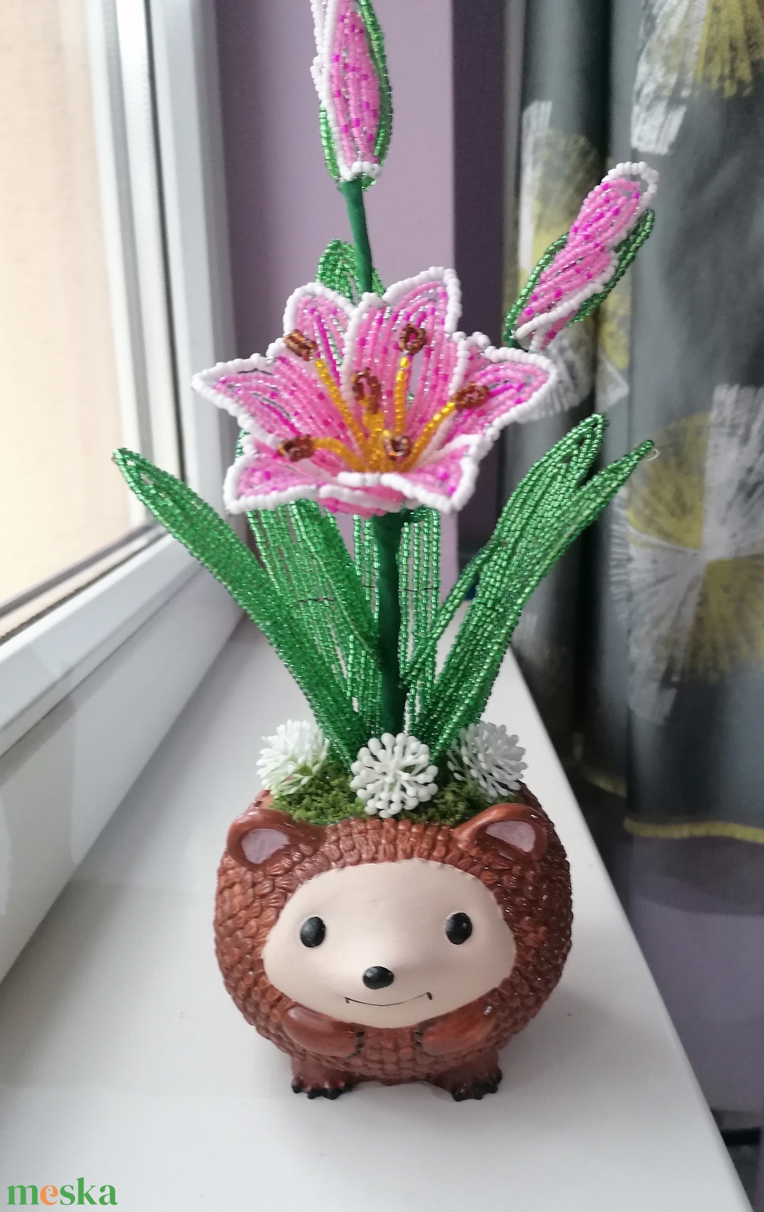 Liliom süni kaspóban  - otthon & életmód - dekoráció - asztal és polc dekoráció - asztaldísz - Meska.hu
