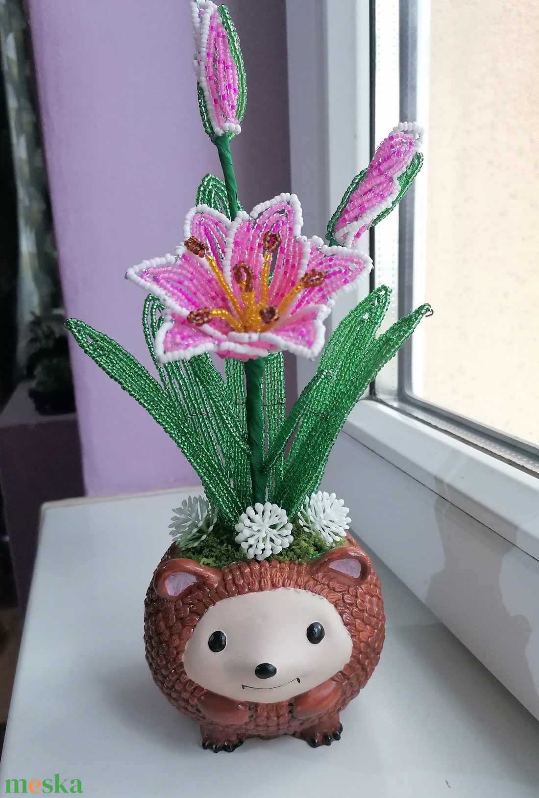 Liliom süni kaspóban  - otthon & életmód - dekoráció - asztal és polc dekoráció - asztaldísz - Meska.hu