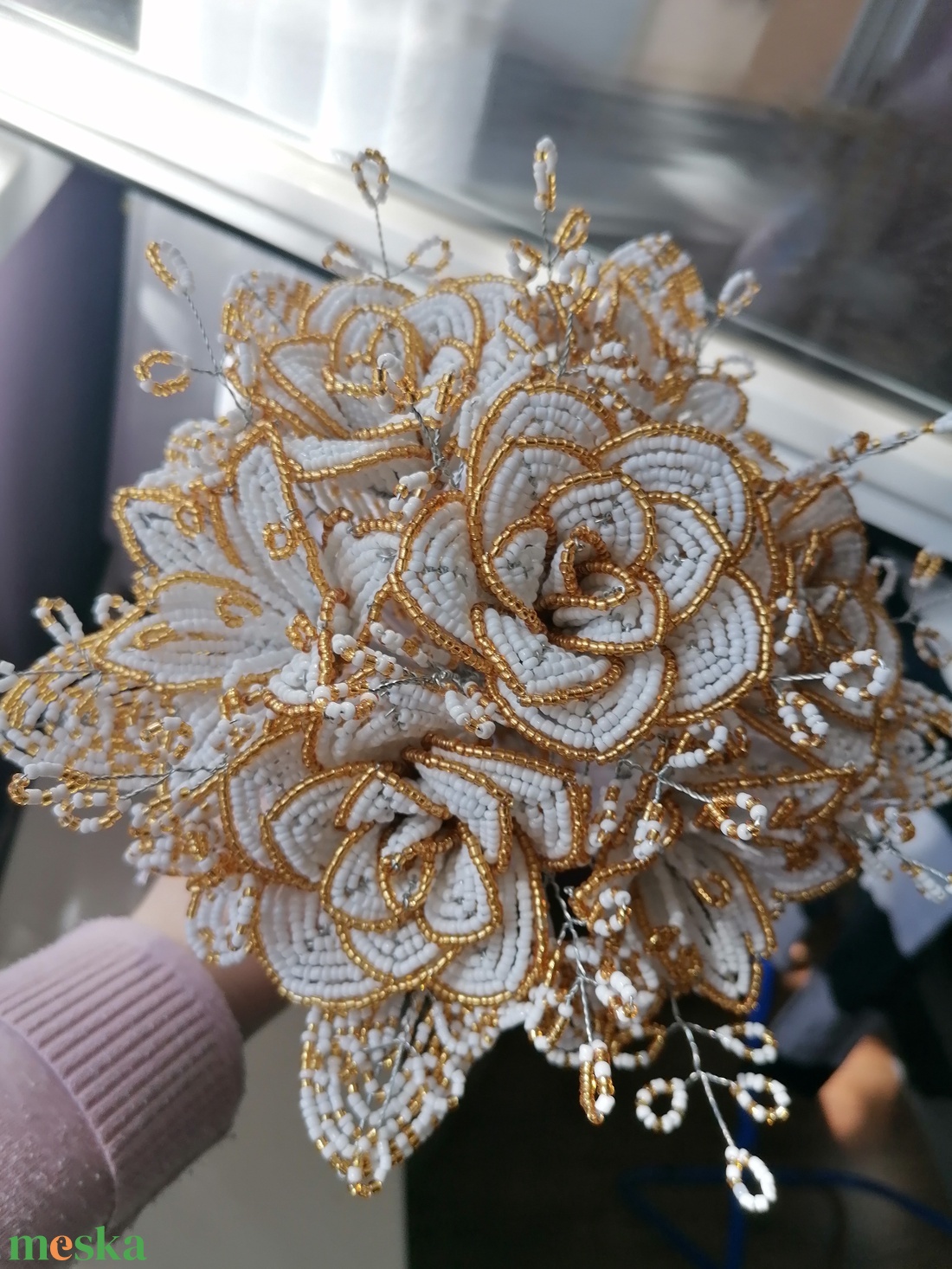 Ballagási csokor gyöngyből - otthon & életmód - virágdekoráció - virágok - virágcsokor - Meska.hu