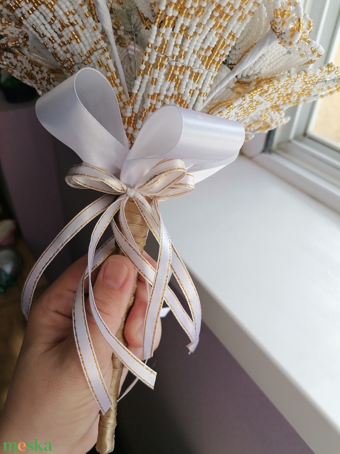 Ballagási csokor gyöngyből - otthon & életmód - virágdekoráció - virágok - virágcsokor - Meska.hu