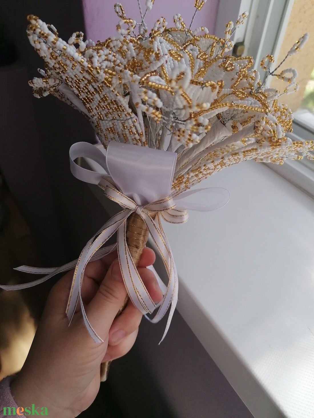 Ballagási csokor gyöngyből - otthon & életmód - virágdekoráció - virágok - virágcsokor - Meska.hu