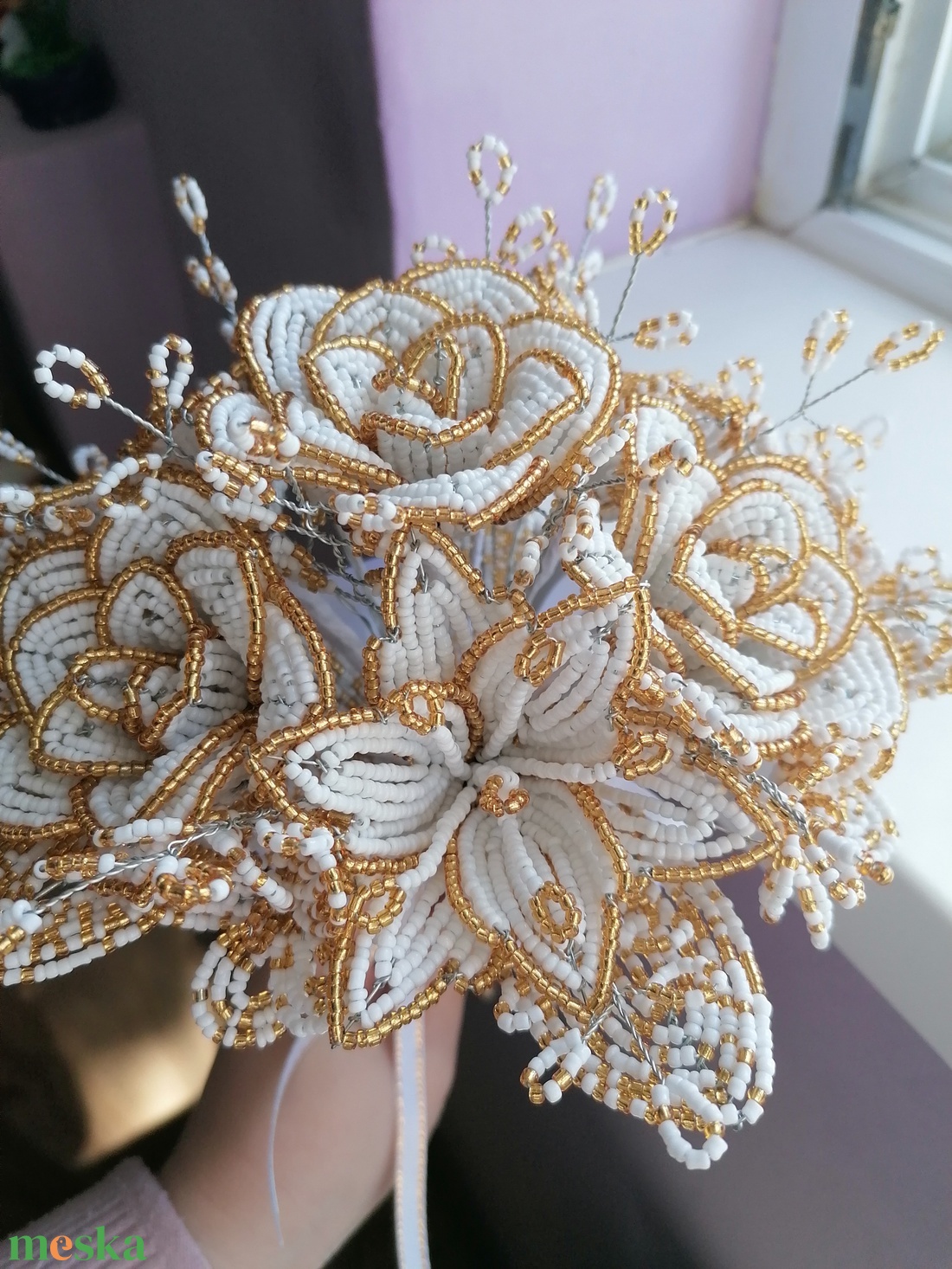 Ballagási csokor gyöngyből - otthon & életmód - virágdekoráció - virágok - virágcsokor - Meska.hu