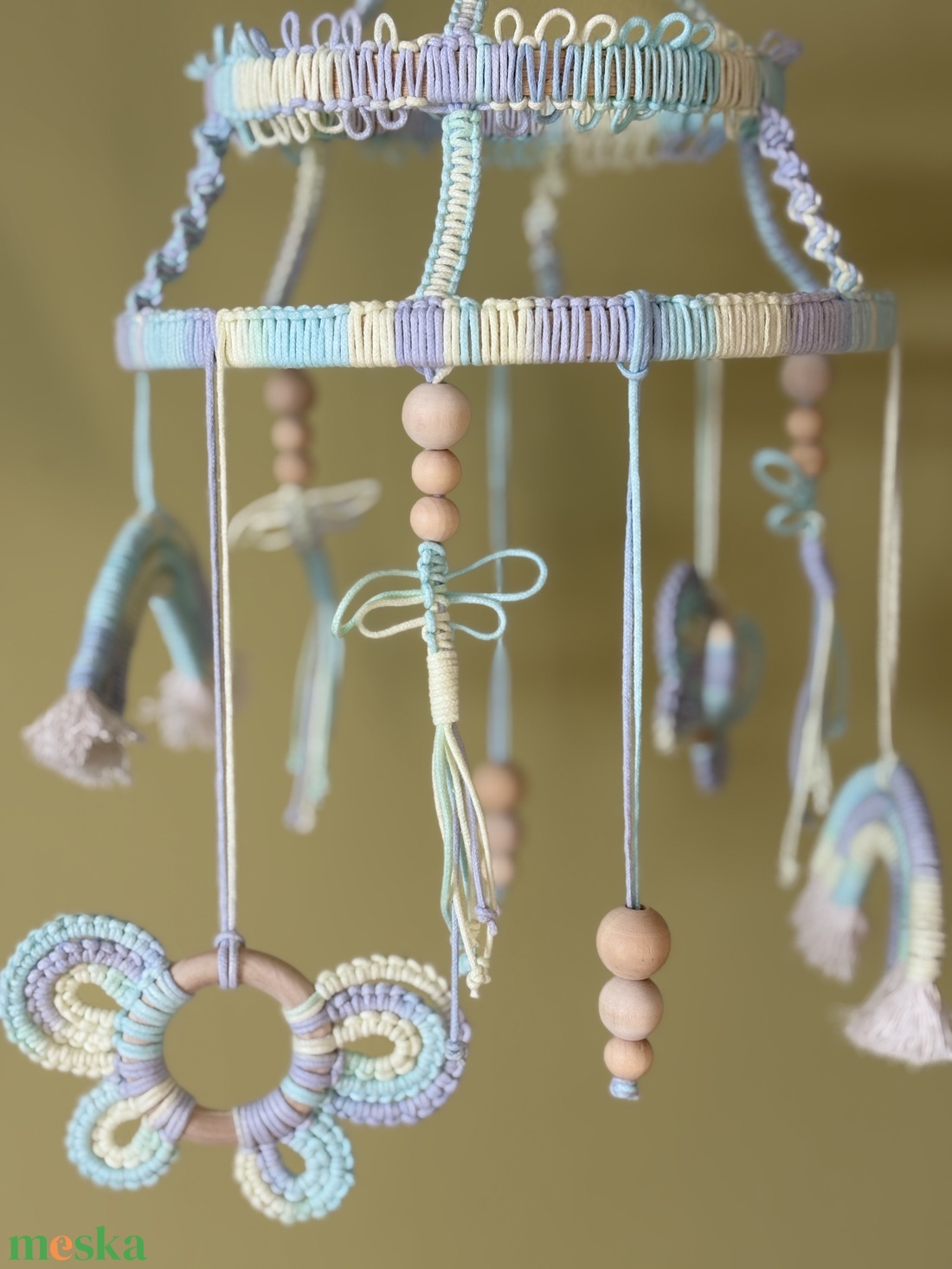 Álomőrző szivárvány-pillangó kiságy-forgó - baba - mama - baba játékok - kiságyforgó - Meska.hu