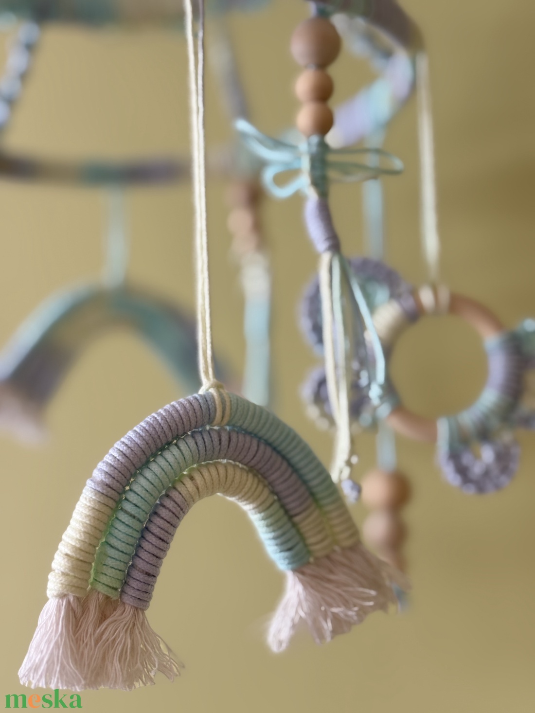 Álomőrző szivárvány-pillangó kiságy-forgó - baba - mama - baba játékok - kiságyforgó - Meska.hu