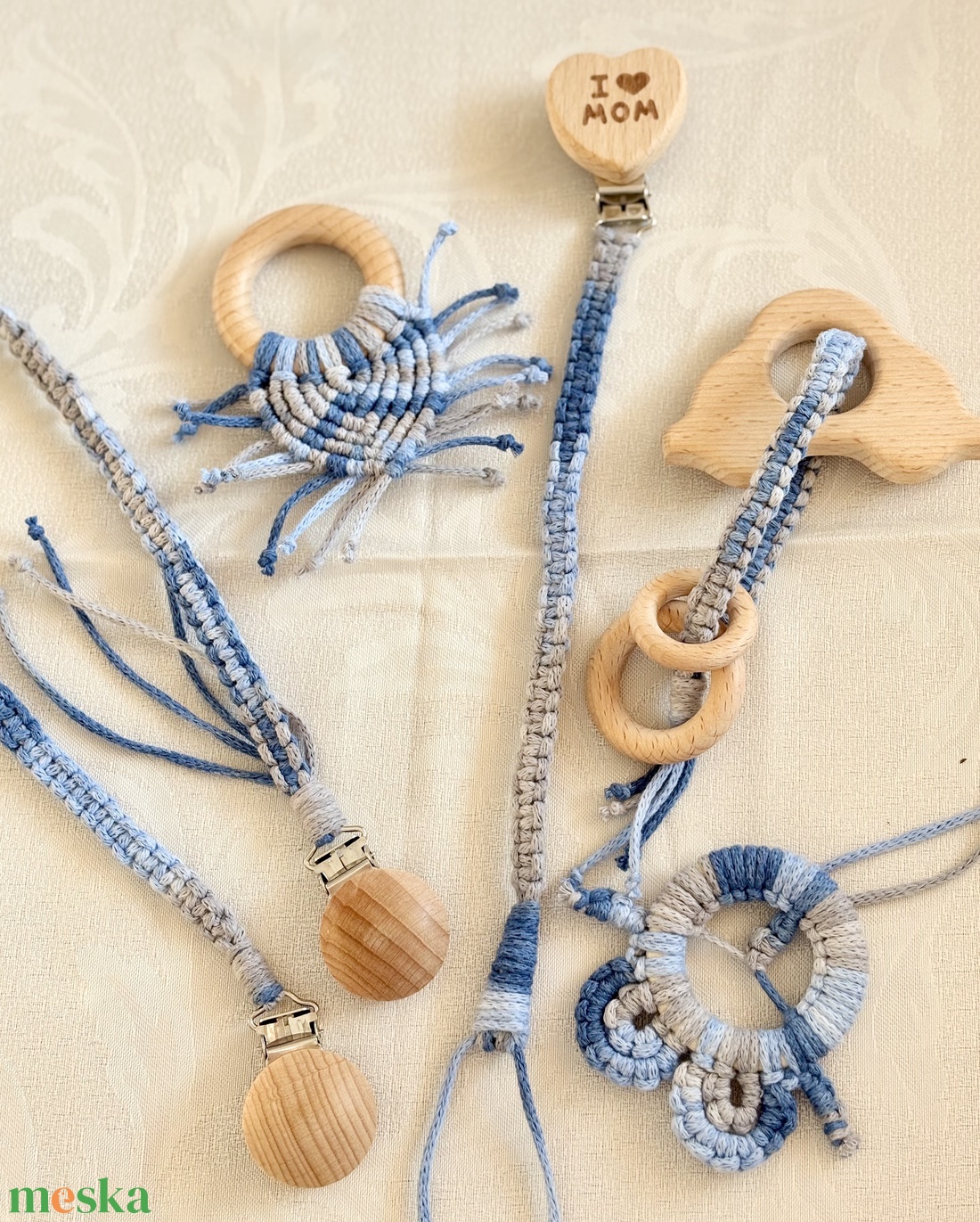 Tengerkék Nyugalom Baba Szett - baba - mama - baba játékok - cumilánc - Meska.hu