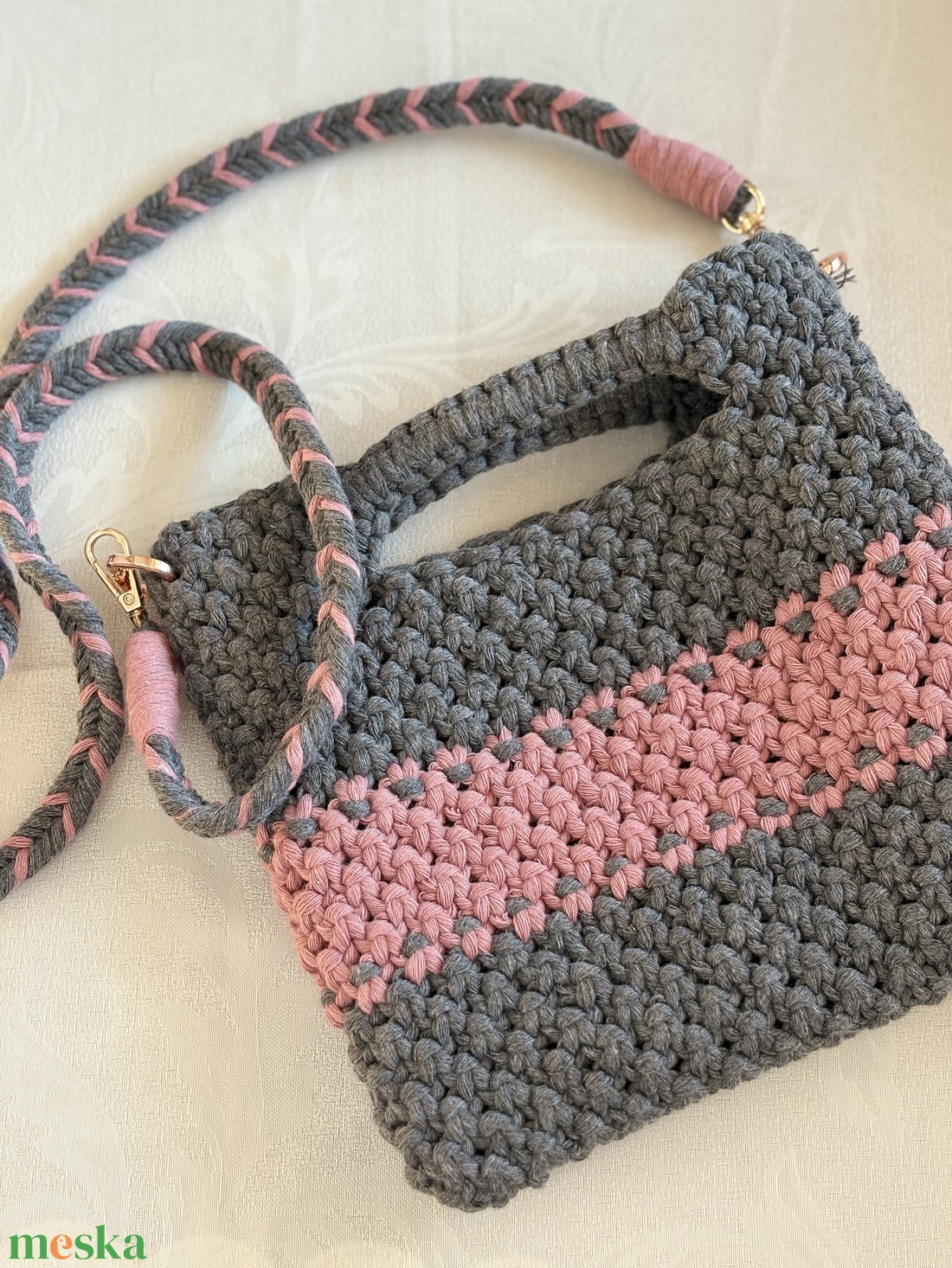 City Chic (Szürke-púder kézműves kistáska) - táska & tok - kézitáska & válltáska - kézitáska - Meska.hu