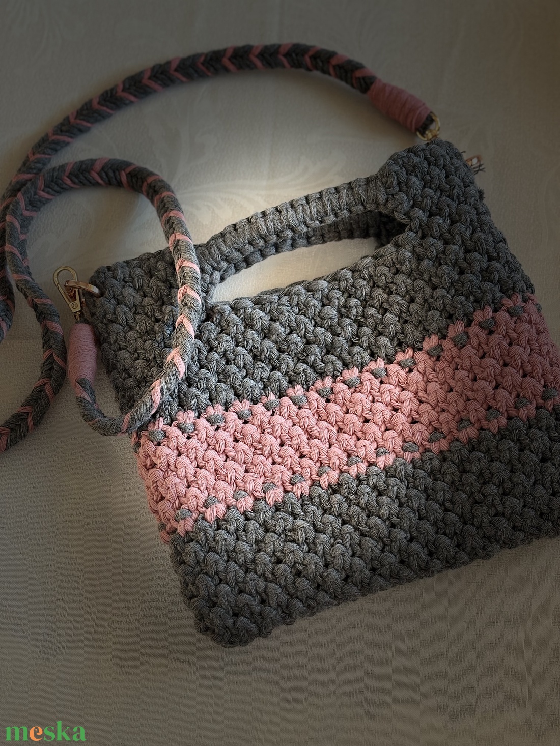 City Chic (Szürke-púder kézműves kistáska) - táska & tok - kézitáska & válltáska - kézitáska - Meska.hu