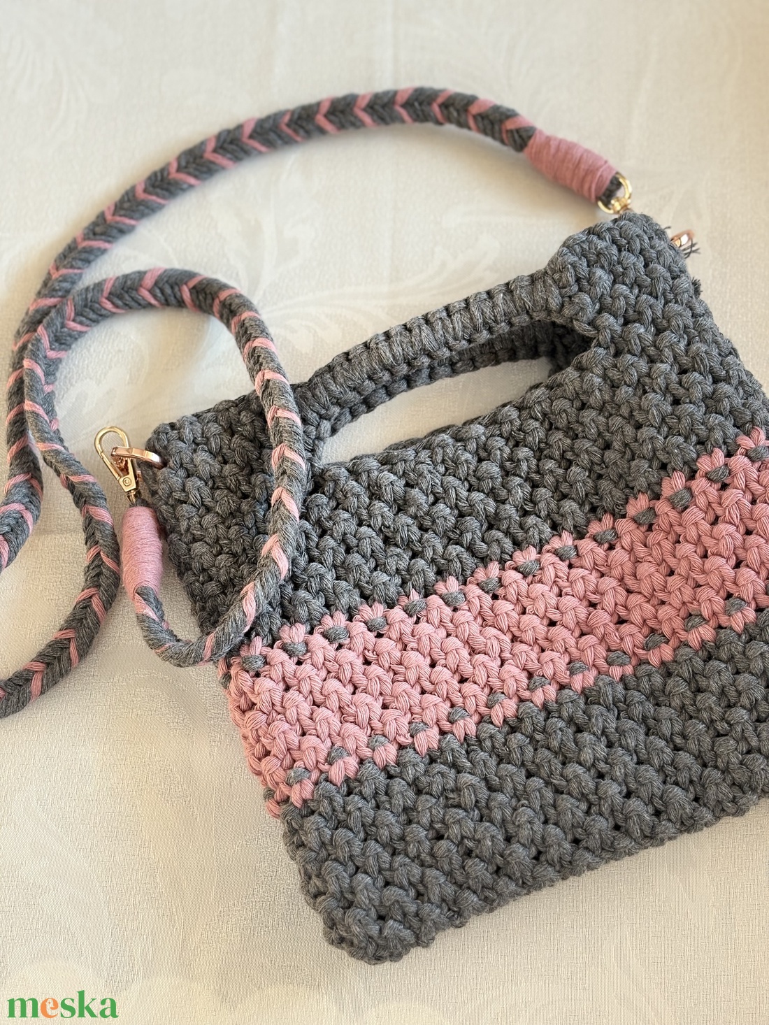 City Chic (Szürke-púder kézműves kistáska) - táska & tok - kézitáska & válltáska - kézitáska - Meska.hu