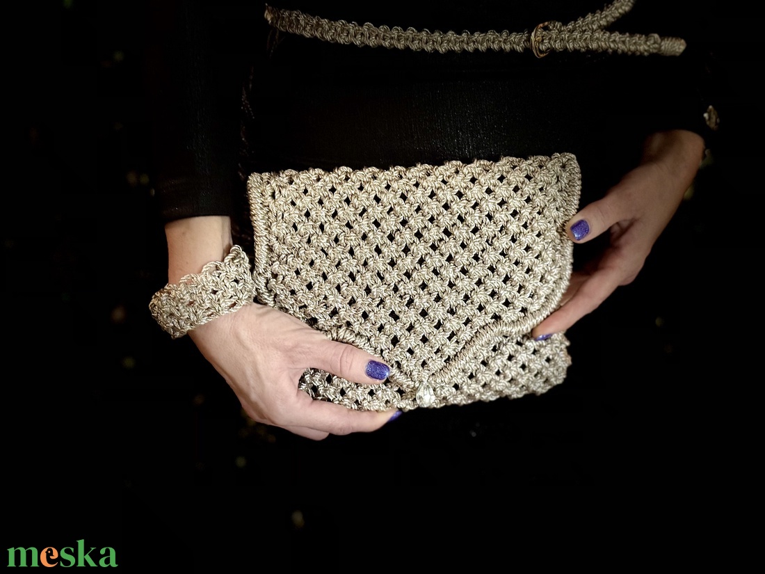 Platinum Edition � Éjféli Fény - Exkluzív Makramé Szett - táska & tok - táska szett - Meska.hu