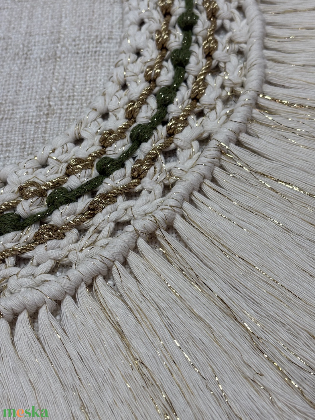 Smaragdfényű Ünnep � prémium makramé kopogtató (54 cm) - otthon & életmód - dekoráció - ajtó- és ablak dekoráció - ajtódísz & kopogtató - Meska.hu