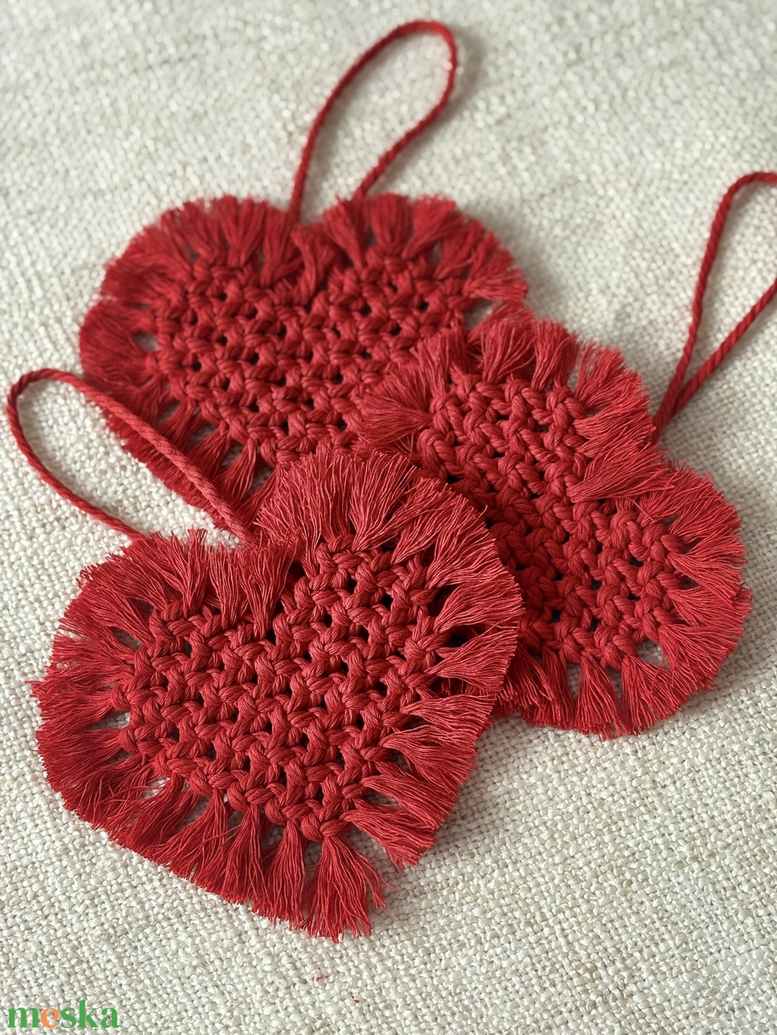 Szenvedélyes Csomók � Kézzel készült makramé szív - otthon & életmód - konyhafelszerelés, tálalás - tálalás - tányér- és poháralátét - Meska.hu