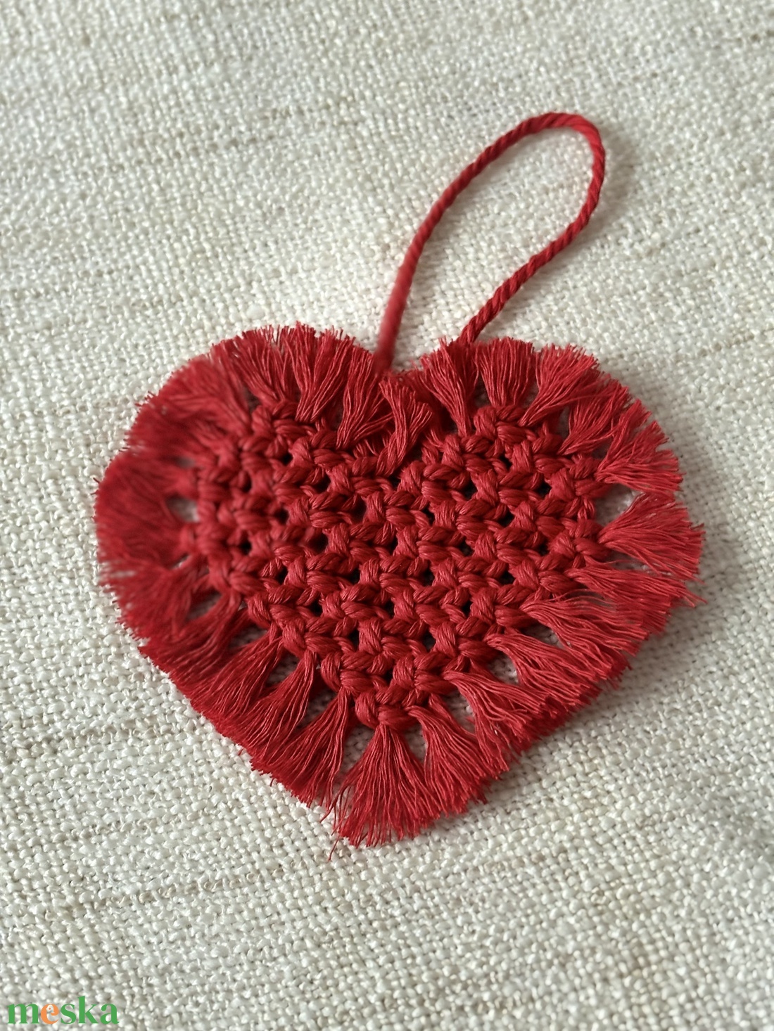 Szenvedélyes Csomók � Kézzel készült makramé szív - otthon & életmód - konyhafelszerelés, tálalás - tálalás - tányér- és poháralátét - Meska.hu