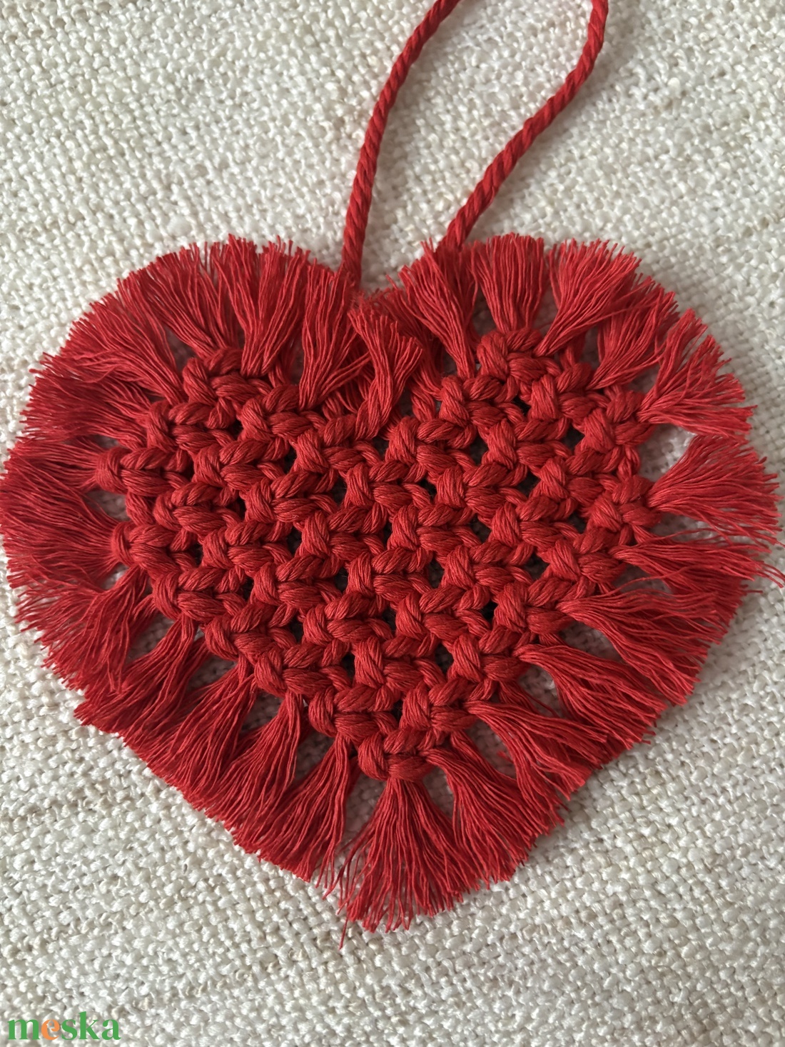 Szenvedélyes Csomók � Kézzel készült makramé szív - otthon & életmód - konyhafelszerelés, tálalás - tálalás - tányér- és poháralátét - Meska.hu